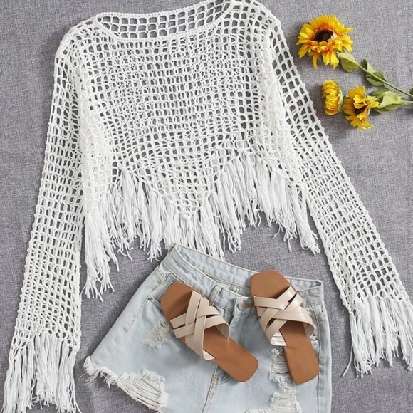 Shein Other - SHEINFringe Hem Crochet Cover Up